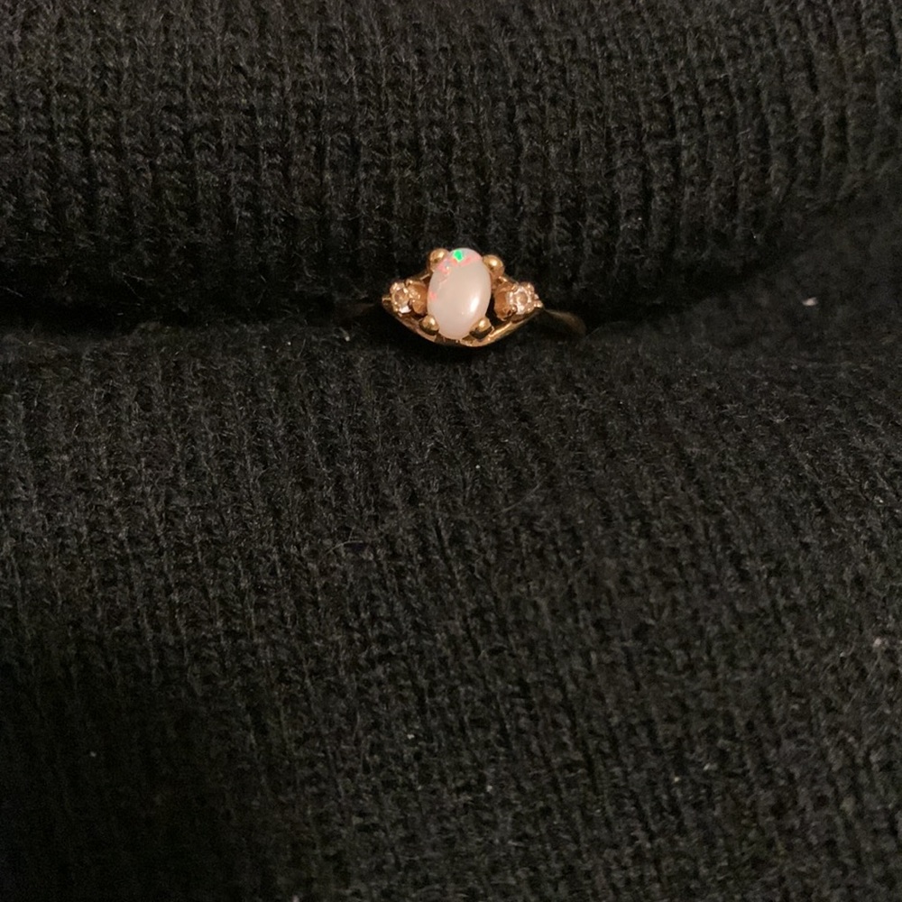 Opal and white sapphire ring